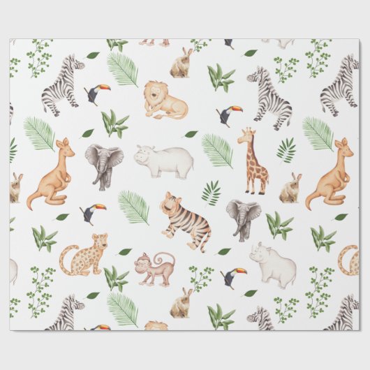 Papier Cadeau gibier Animal With Jungle Tree (Plat)