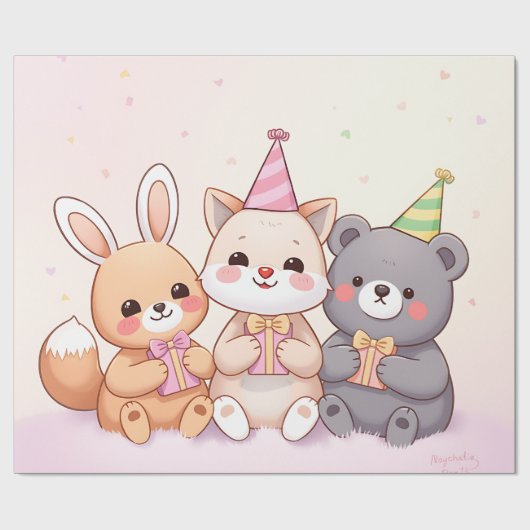 Papier Cadeau Gift Wrapped with Ribbon and Bow (Plat)