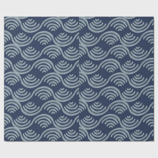 PAPIER CADEAU GIFT WRAPPING PAPER BLUE JAPANESE WAVE PATTERN