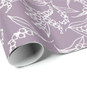 Papier Cadeau Giftwrap chic, lis de la vallée sur le mauve (Coin rond)