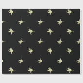 Papier Cadeau Giftwrap chic, lis de la vallée sur le noir (Plat)