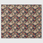 Papier Cadeau Gilded Scrollwork Variegated Peony Navy (Plat)