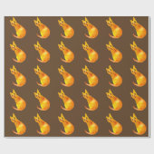 Papier Cadeau Ginger cat mignon aquarelle illustration art (Plat)