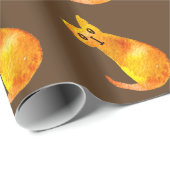 Papier Cadeau Ginger cat mignon aquarelle illustration art (Coin rond)