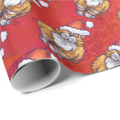 Papier Cadeau Ginger Chat Noël Sur Rouge (Coin rond)