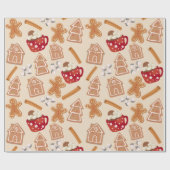 Papier Cadeau Gingerbread Cookies & Hot Chocolate Wrapping Paper (Plat)
