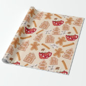 Papier Cadeau Gingerbread Cookies & Hot Chocolate Wrapping Paper (Déroulé)