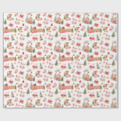 Papier Cadeau Gingerbread de Noël Rouge (Plat)