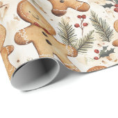 Papier Cadeau Gingerbread Homme Cookie (Coin rond)