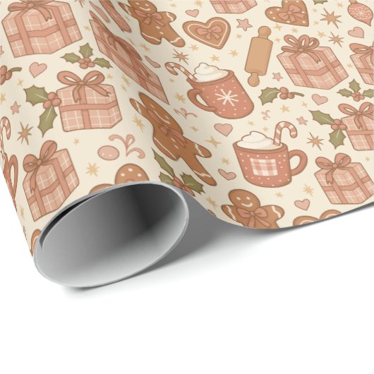 Papier Cadeau Gingerbread Joy (Coin rond)