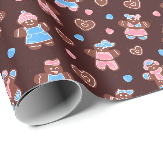 Papier Cadeau Gingerbread Joy (Coin rond)