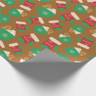 Papier Cadeau Gingerbread Latte Gants de Noël Brown sans couture