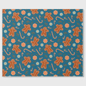 Papier Cadeau Gingerbread man and candy cane pattern (Plat)