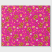 Papier Cadeau Gingerbread man and candy cane pattern (Plat)