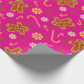 Papier Cadeau Gingerbread man and candy cane pattern (Coin)