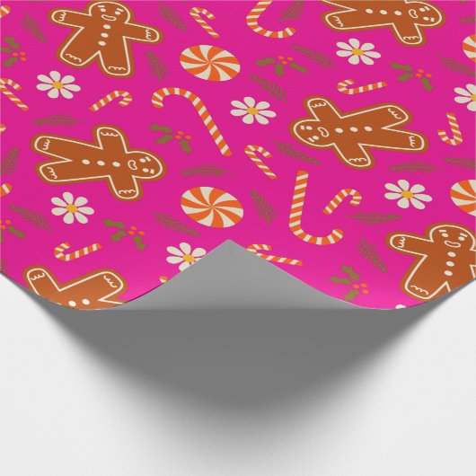 Papier Cadeau Gingerbread man and candy cane pattern (Coin)