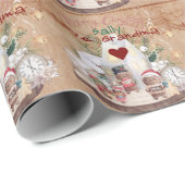 Papier Cadeau Gingerbread Man Christmas Village Name (Coin rond)