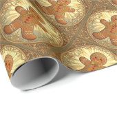 Papier Cadeau Gingerbread Man Cookies Vintage-Style (Coin rond)