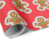 Papier Cadeau Gingerbread Man Making The Angel In The Snow  (Coin rond)