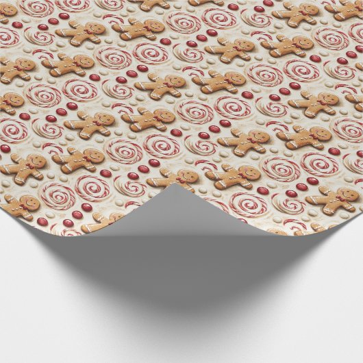 Papier Cadeau Gingerbread & Peppermint Candy Pattern (Coin)