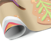 Papier Cadeau Gingerbread Village Motif de vacances (Coin rond)