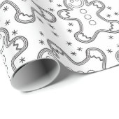 Papier Cadeau Gingerbreads Cute Black and White Christmas (Coin rond)