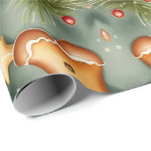 Papier Cadeau Gingerpain, biscuits et étoiles (Coin rond)