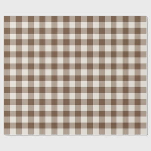 Papier Cadeau Gingham à carreaux classique marron