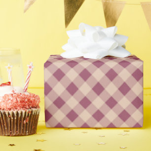 Papier Cadeau Gingham à carreaux élégant classique en mauve atté