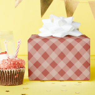 Papier Cadeau Gingham à carreaux élégant classique en terracotta