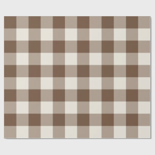 Papier Cadeau Gingham à carreaux larges marron
