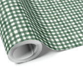 Papier Cadeau Gingham Aquarelle Vert (Coin rond)