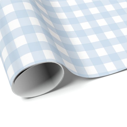 Papier Cadeau Gingham Bleu et Blanc (Coin rond)