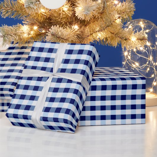 Papier Cadeau Gingham Bleu Et Blanc (Vacances)