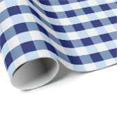 Papier Cadeau Gingham Bleu Et Blanc (Coin rond)