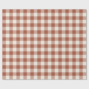 Papier Cadeau Gingham carreauté classique en terre cuite
