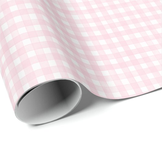 Papier Cadeau Gingham Classique Rose (Coin rond)