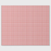 Papier Cadeau Gingham Classique Rouge Corail (Plat)