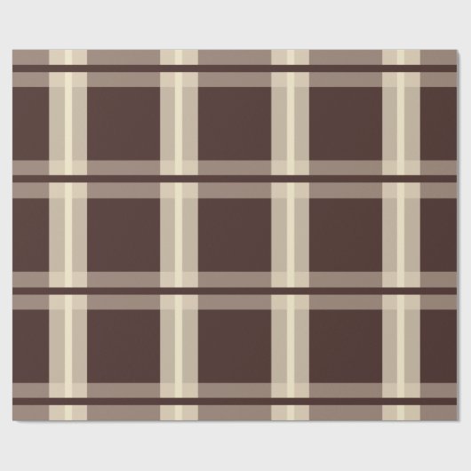 Papier Cadeau Gingham | Marron et Beige (Plat)