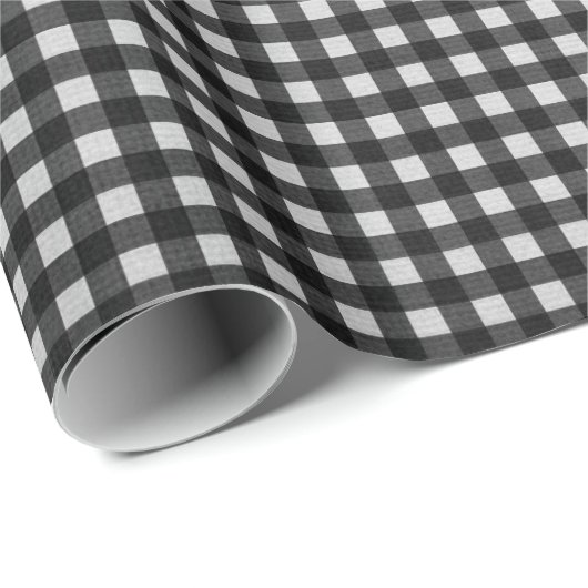 Papier Cadeau Gingham noir et blanc (Coin rond)