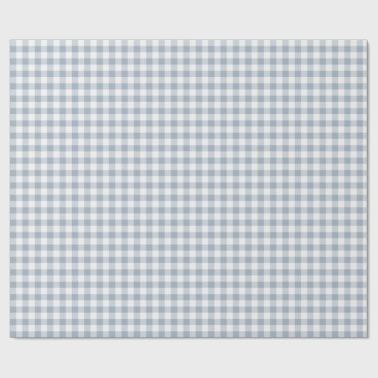 Papier Cadeau Gingham Pattern Coastal Checkered White Muted Blue (Plat)