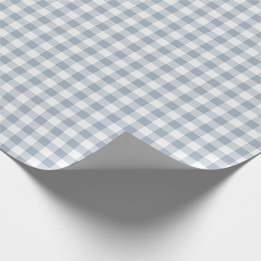 Papier Cadeau Gingham Pattern Coastal Checkered White Muted Blue (Coin)