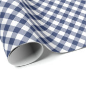 Papier Cadeau Gingham Rétro Bleu Nuit (Coin rond)