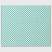 Papier Cadeau Gingham Rétro Bleu Vert Herbe (Plat)