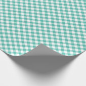 Papier Cadeau Gingham Rétro Bleu Vert Herbe (Coin)