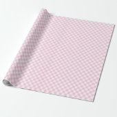 Papier Cadeau Gingham Rétro Rose Clair (Déroulé)