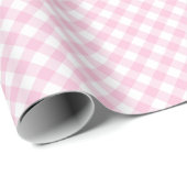 Papier Cadeau Gingham Rétro Rose Clair (Coin rond)