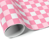 Papier Cadeau Gingham Rose Et Blanc Prépa  (Coin rond)