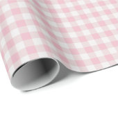 Papier Cadeau Gingham Rose Féminin (Coin rond)