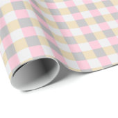 Papier Cadeau Gingham rose gris et jaune (Coin rond)